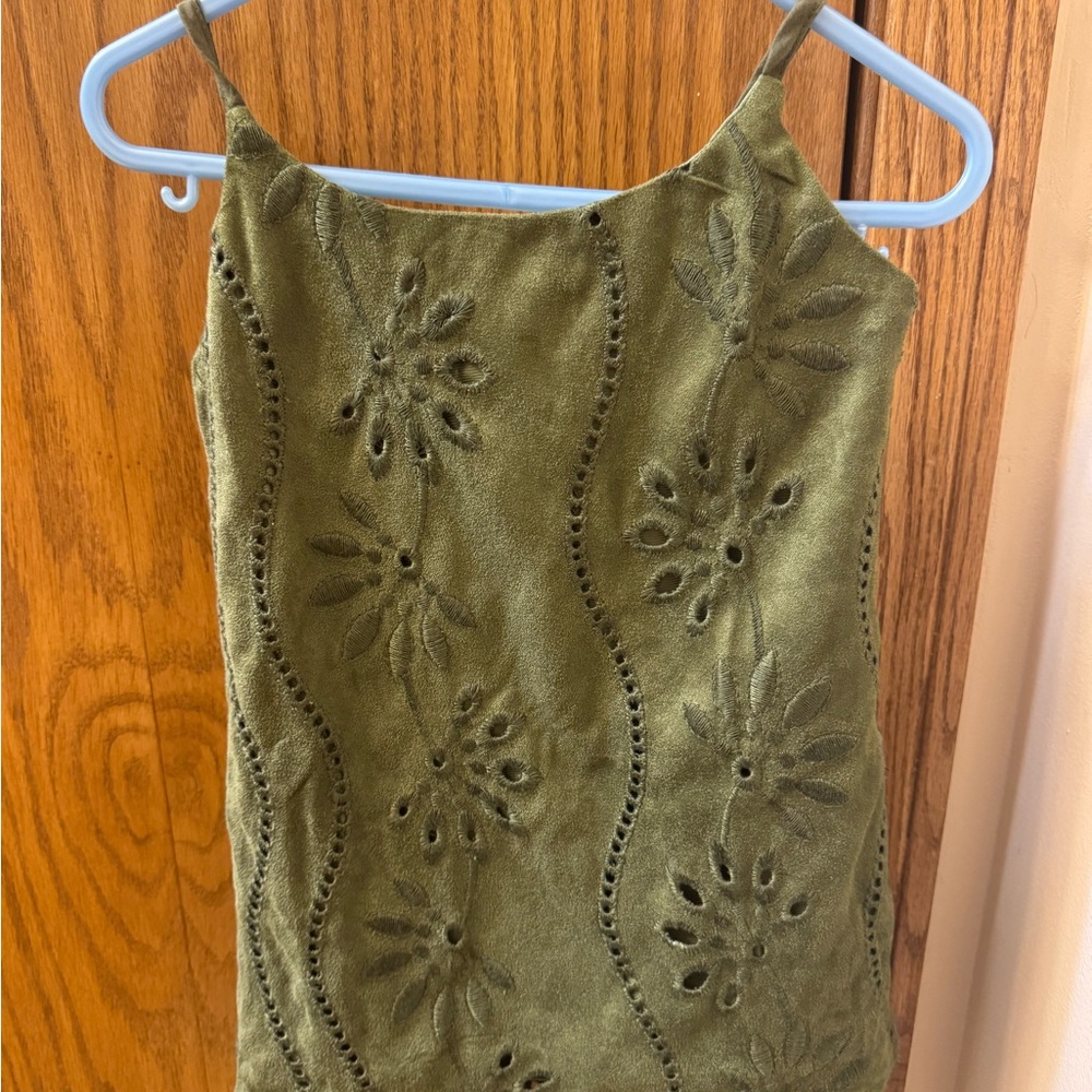 NWT Olive Green Embroidered Tank Top